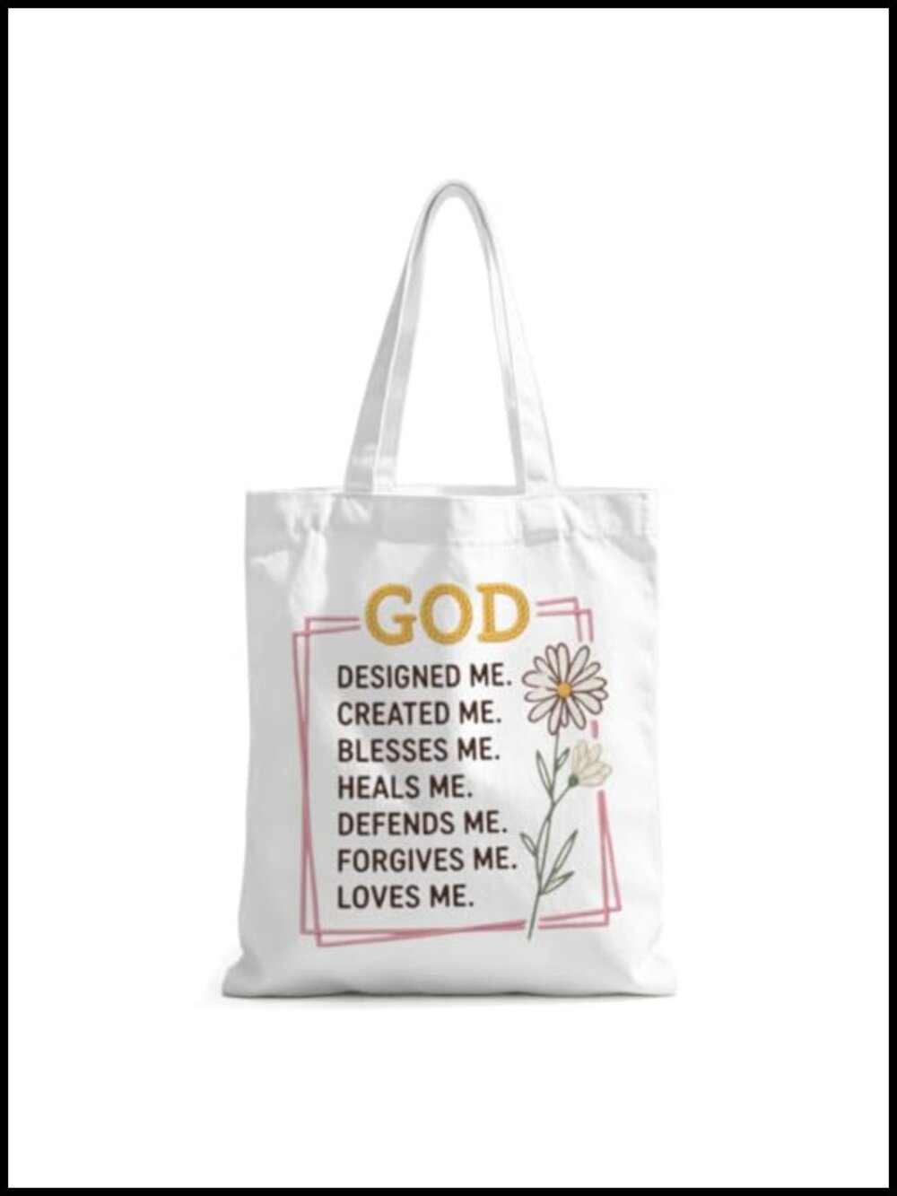 Christian Canvas Tote Bag Inspirational Religious Shoulder Bag Shopping Beach